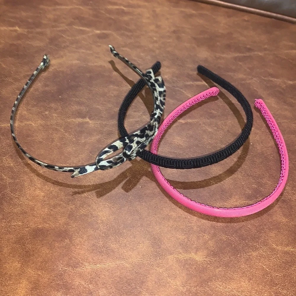 Set of three headband fabric designs: animal print with bow pink black